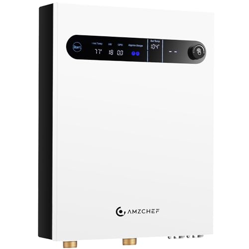 Amzchef Aquecedor de Água Instantâneo Sem Tanque 27kW 240V com Display LED