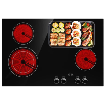 GTKZW Cooktop Elétrico 30" 6800W com 4 Queimadores e Controle de Botão