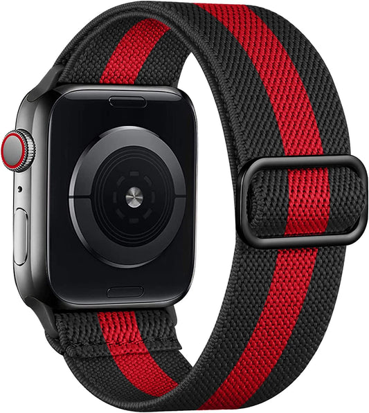 Lerobo Pulseira Trançada de Nylon p/ Apple Watch (Preto/Vermelho)