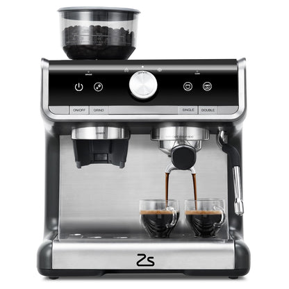 Takywep Máquina de Espresso 20 Bar Cinza com Moedor e Vaporizador