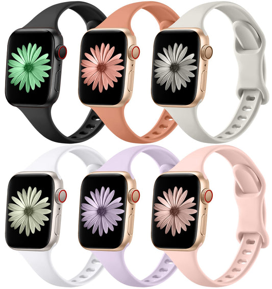 Lerobo 6 Pulseiras Slim Compatíveis com Apple Watch (Várias Cores)