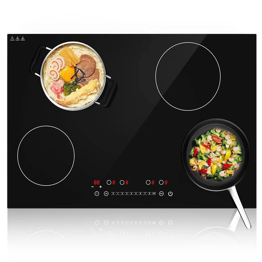 GTKZW Cooktop de Indução 30" 6400W com 4 Queimadores e Tela Touch (Preto)