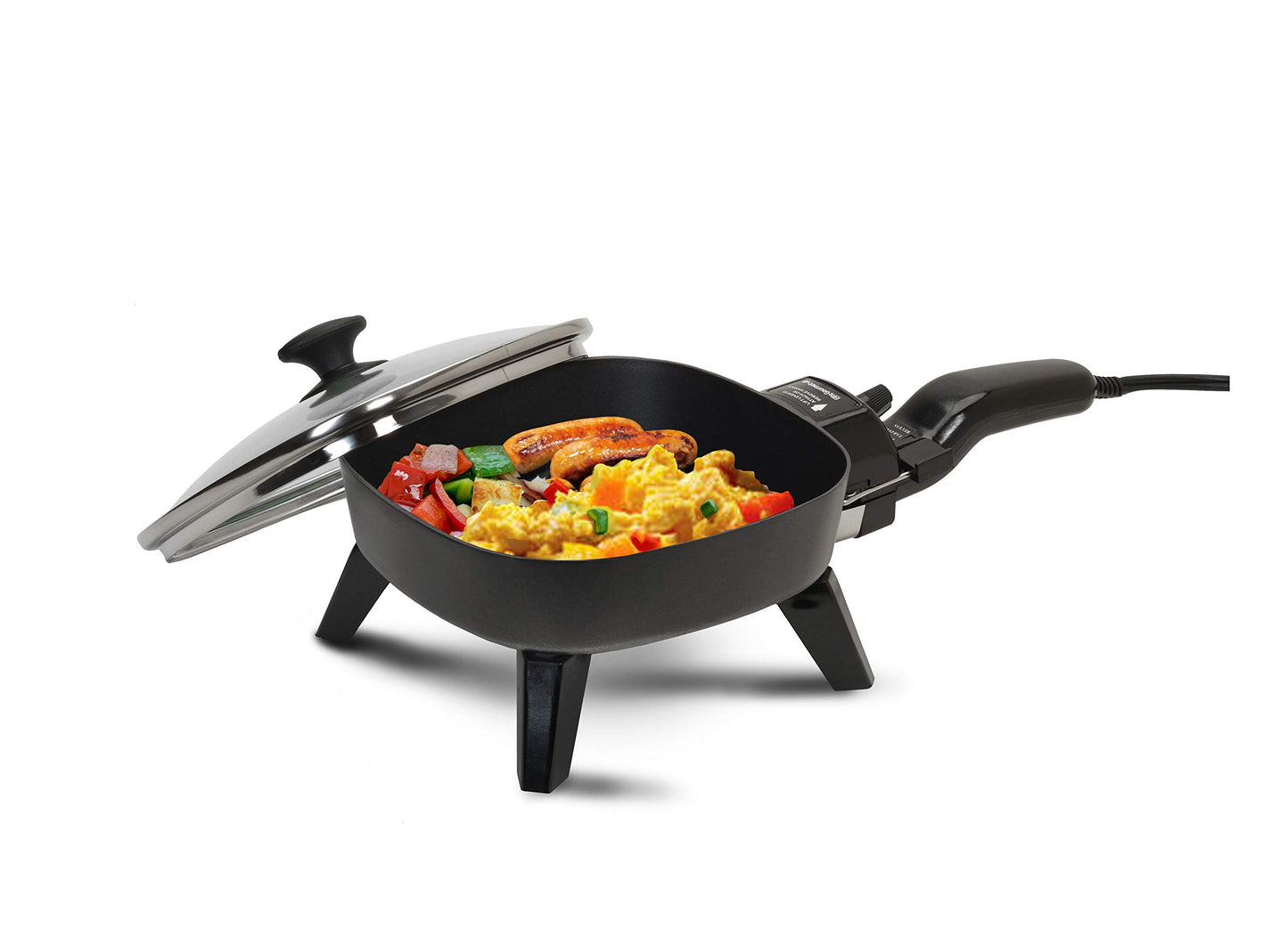 Elite Gourmet Frigideira Elétrica Compacta 7" Antiaderente com Tampa (Preto)