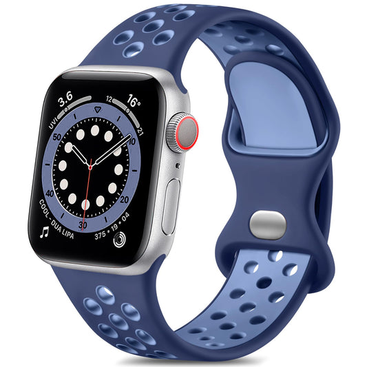 Lerobo Pulseira Esportiva Compatível com Apple Watch 38mm a 49mm (Azul Yankees/Azul Claro)