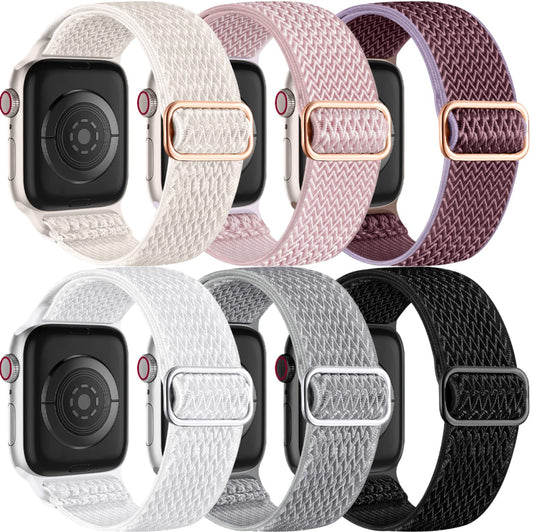 Lerobo 6 Pulseiras Trançadas Solo Loop p/ Apple Watch (Várias Cores)