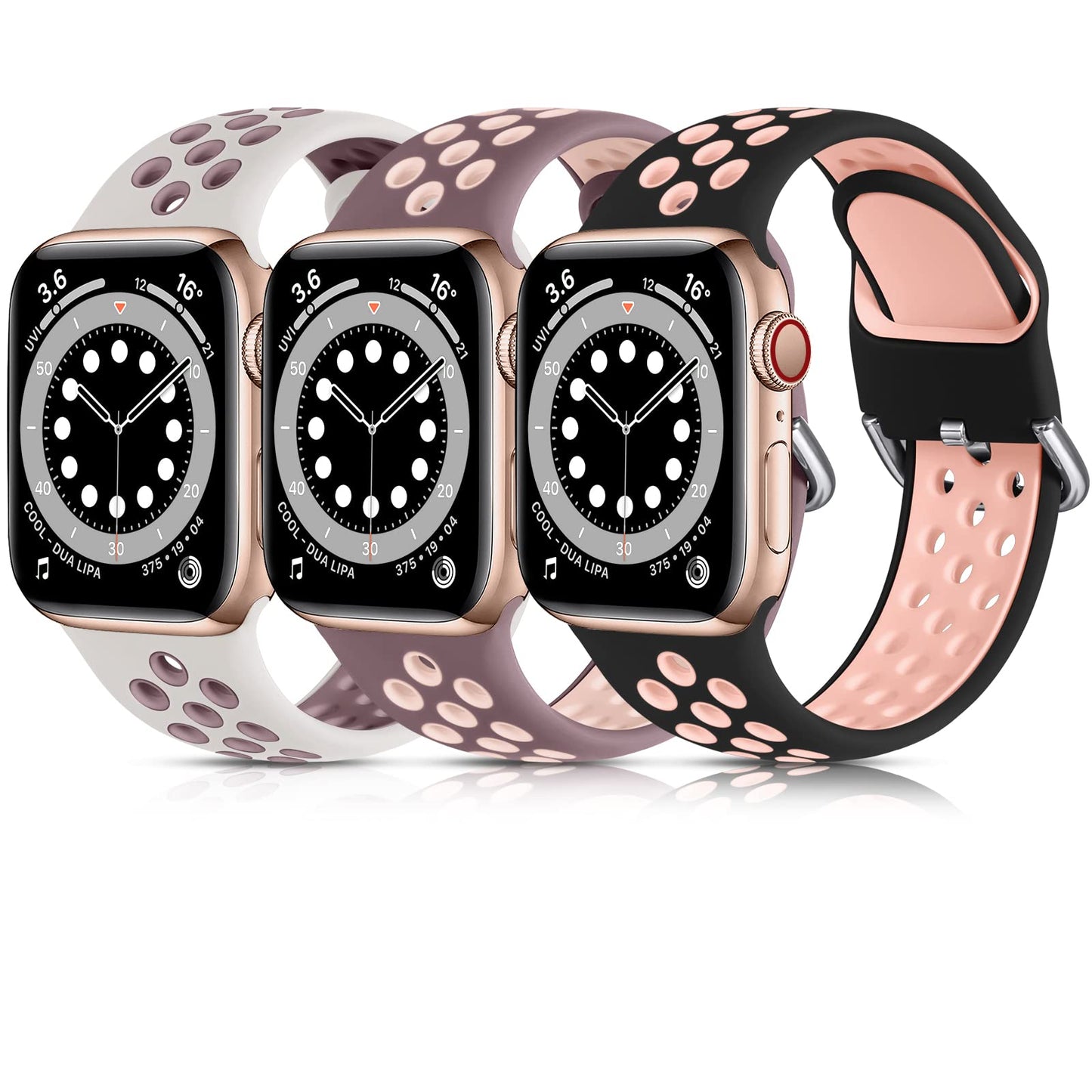 Lerobo 3 Pack Pulseiras p/ Apple Watch 38-49mm, Silicone S/M