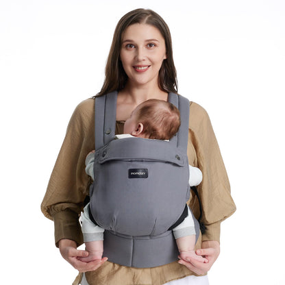 Momcozy Canguru Ergonômico para Bebês de 7 a 20kg (Algodão, Cinza)