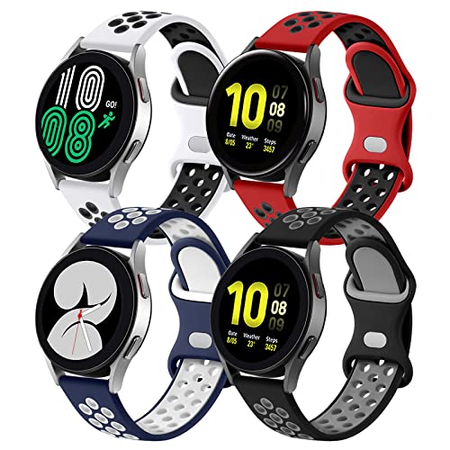 Lerobo 4 Pulseiras Silicone p/ Galaxy Watch 7/6/5/4/Pro, 20mm (Cores Variadas)