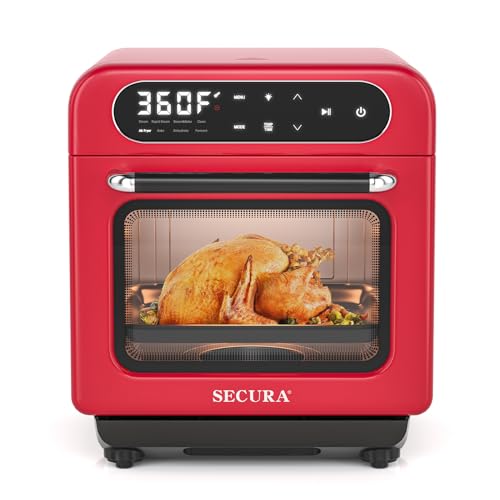 Secura Forno Multifuncional a Vapor e Air Fryer 13QT com Convecção (Vermelho)