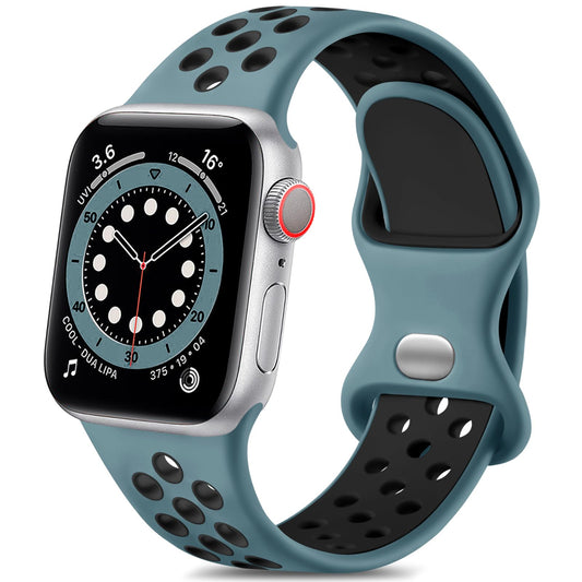 Lerobo Pulseira Silicone Resp. p/ Apple Watch 38-49mm (Oceano e Preto)