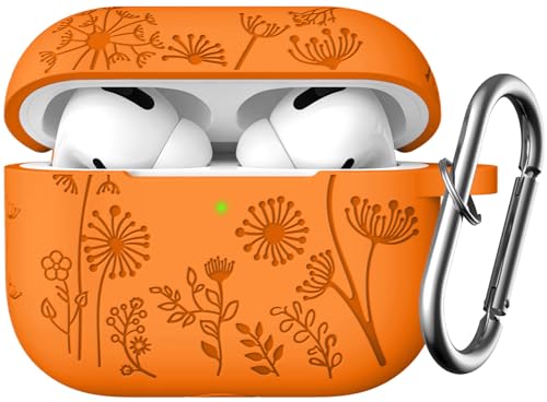 Lerobo Capa Gravada para AirPods Pro 1ª e 2ª Geração com Chaveiro (Laranja)