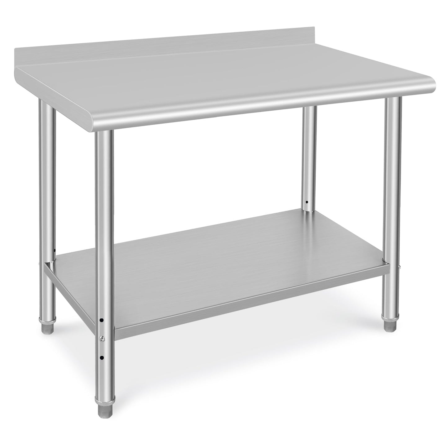 Takywep Mesa de Trabalho Inox 122x61cm com Prateleira Ajustável Prata