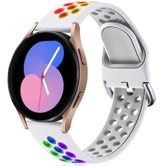 Lerobo Pulseira Esportiva Silicone 20mm p/ Galaxy Watch 6 5 4 (branco colors)