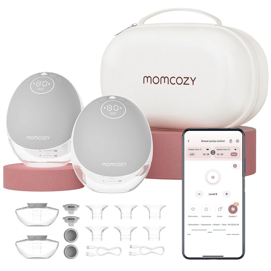 Momcozy Bombas de Leite Mãos Livres M9 24mm 2 Peças Cinza com Controle