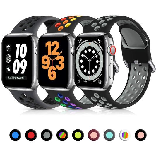 Lerobo 3 Pulseiras Esportivas Silicone p/ Apple Watch (S/M)