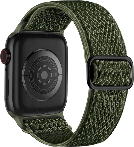 Lerobo Pulseira Elástica Nylon Compatível com Apple Watch 38mm-49mm (Verde)