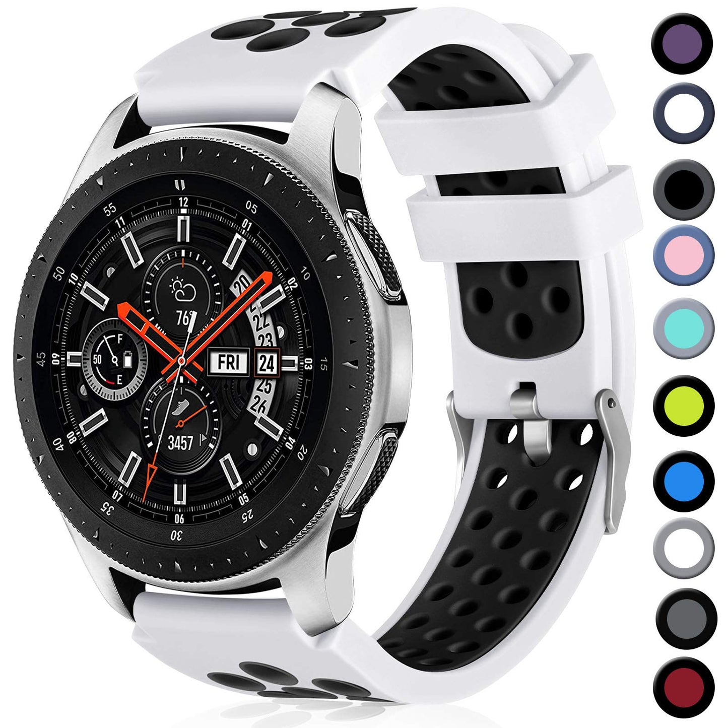 Lerobo Pulseira de Silicone 22mm Compatível com Samsung Galaxy Watch (Branco/Preto)