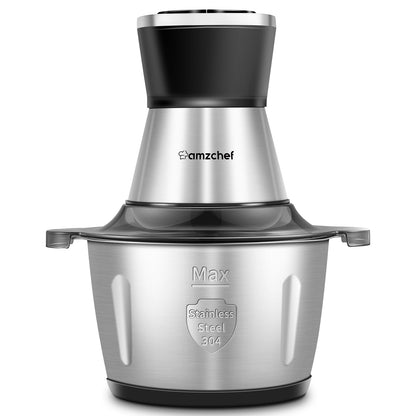 Amzchef Processador Elétrico de Alimentos com 500W e Tigela de Aço Inox