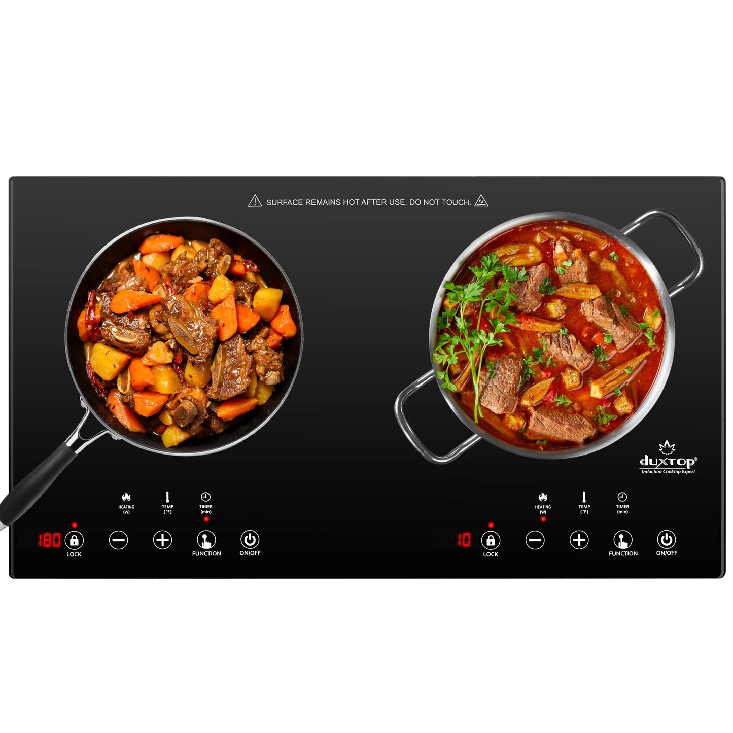 Duxtop Cooktop de Indução Portátil 1800W com 2 Queimadores (Preto)