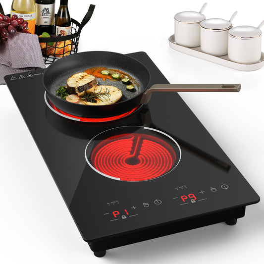 VBGK Cooktop Elétrico Embutido 12" 2100W com 2 Queimadores (Preto)