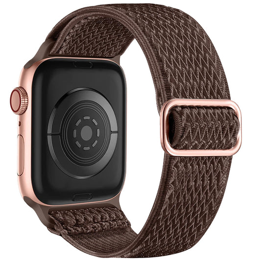 Lerobo Pulseira Elástica de Nylon Compatível com Apple Watch 38mm a 49mm (Marrom)