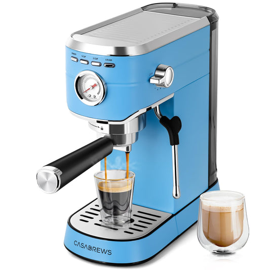 CASABREWS Máquina de Espresso 20 Bar com Vaporizador de Leite (Azul Bebê)