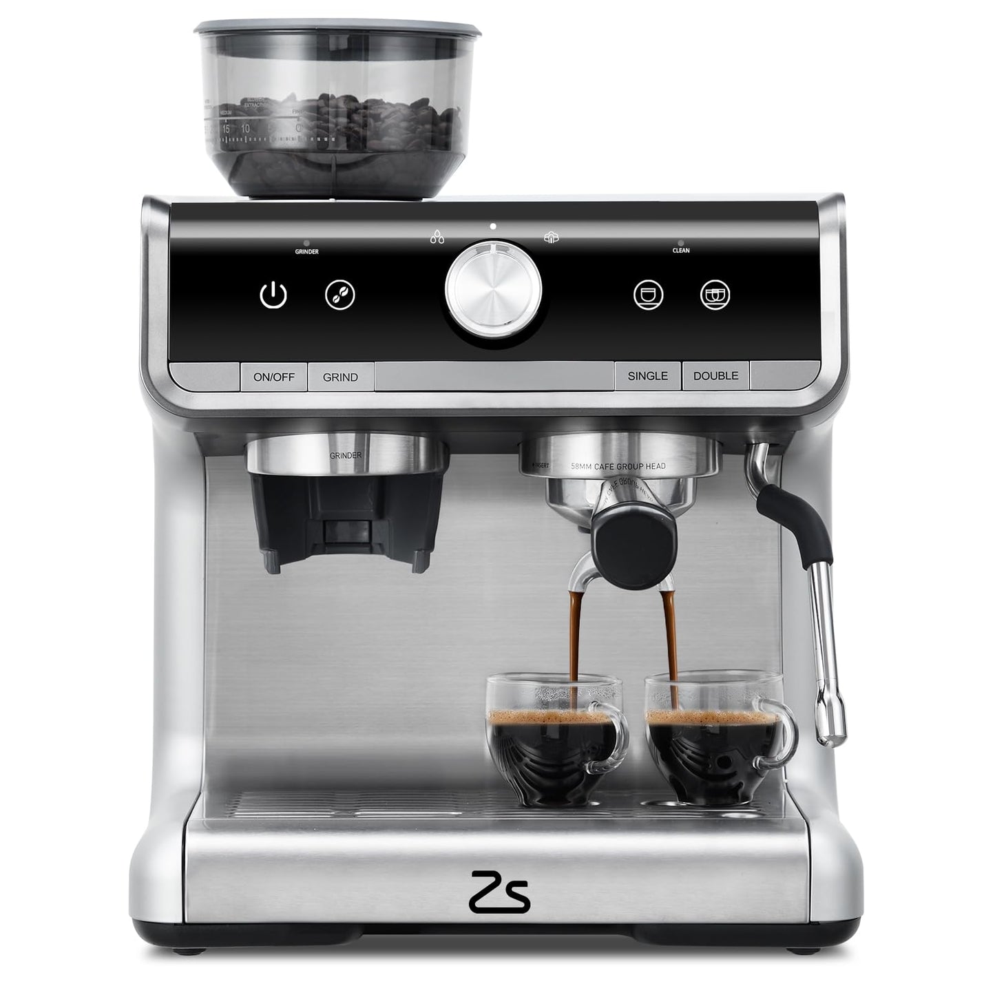 Takywep Máquina de Espresso 20 Bar com Moedor e Espumador Prata