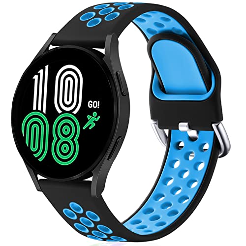 Lerobo Pulseira Silicone 20mm Samsung Galaxy Watch (Preto/Azul)