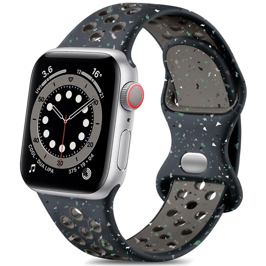 Lerobo Pulseira Esportiva Silicone p/ Apple Watch 38-49mm (Midnight Sky Flame)