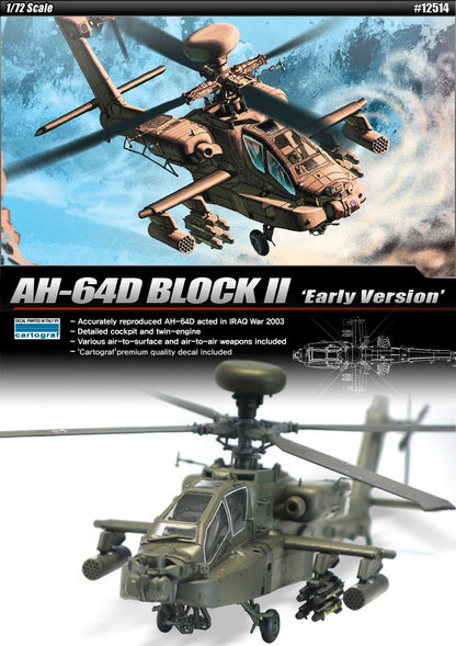 Academy 1/72 AH-64D Block II Early Version #12514 Helicóptero Militar