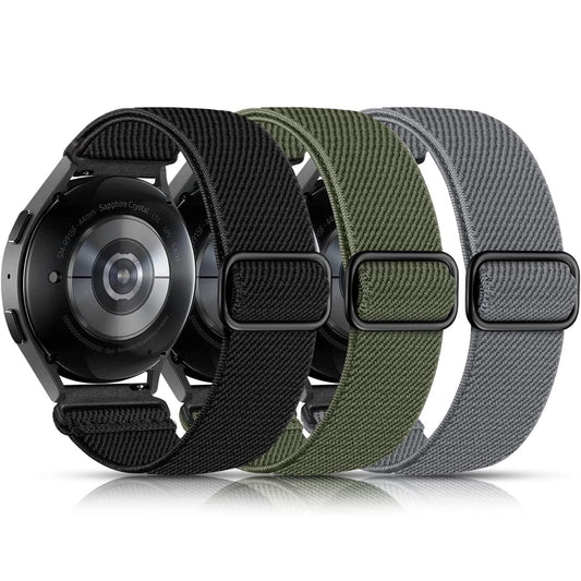 Lerobo 3 Pulseiras Elástica de Nylon para Galaxy Watch 20mm (Preto/Verde Militar/Cinza Escuro)