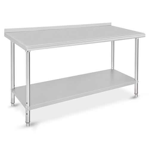 Takywep Mesa de Trabalho Inox 152x61x89cm Prateleira Ajustável