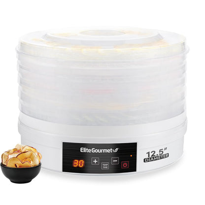 Elite Gourmet Desidratador Digital de Alimentos 5 Bandejas BPA-Free (Branco)