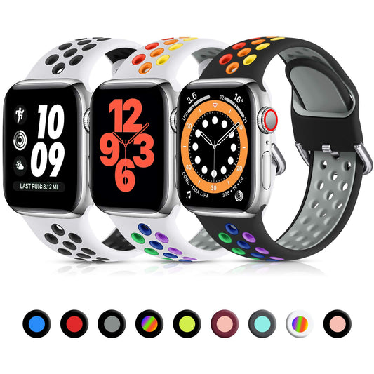 Lerobo 3 Pulseiras de Silicone para Apple Watch 38-41mm