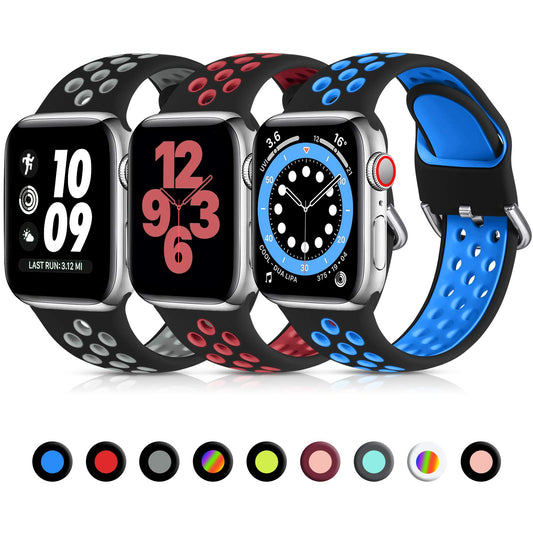 Lerobo 3 Pulseiras Silicone Compatíveis com Apple Watch (Várias Cores)