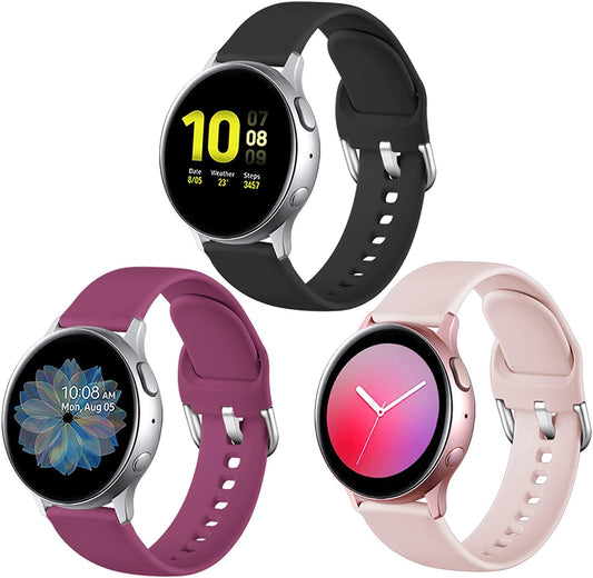 Lerobo 3 Pulseiras Esportivas Compatíveis com Samsung Galaxy Watch (Preto/Rosa/ Vinho)