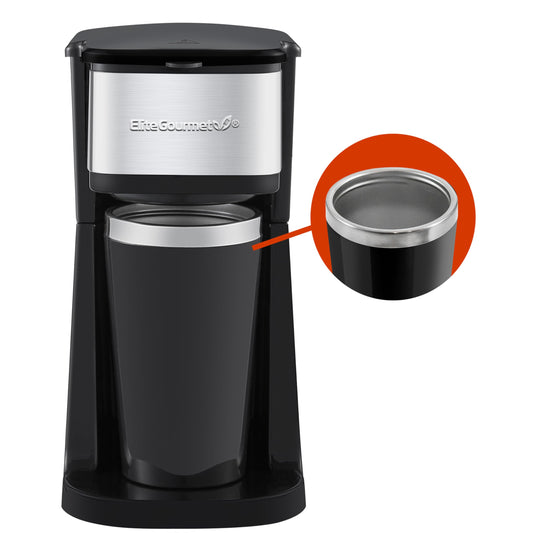 Elite Gourmet EHC114 Cafeteira Elétrica Compacta 14oz com Caneca Preto