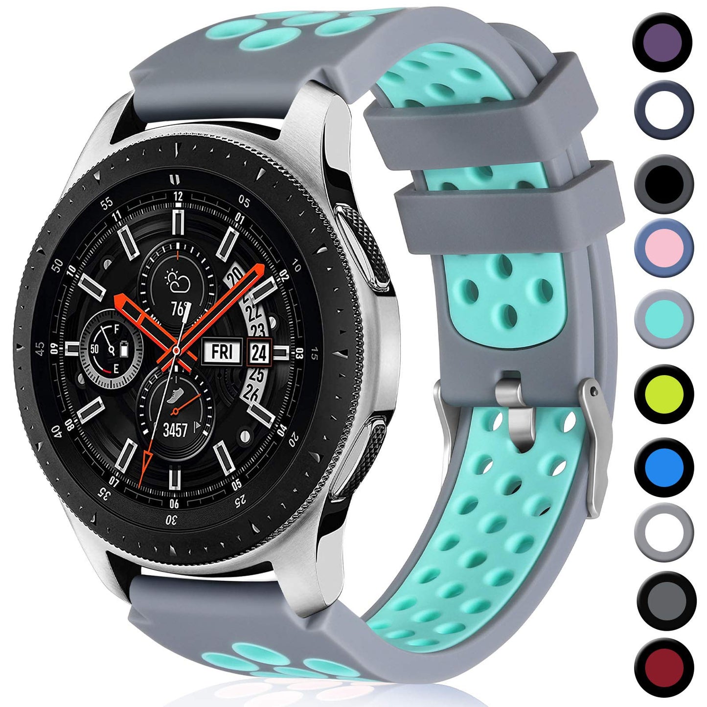 Lerobo Pulseira p/ Samsung Galaxy Watch 3 45mm/Gear S3 22mm (Gray/Teal)