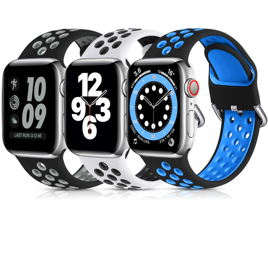 Lerobo 3 Pulseiras Silicone p/ Apple Watch 42-49mm M/L (cores variadas)