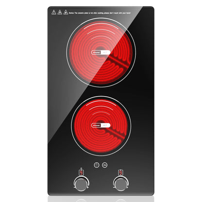 VBGK Cooktop Elétrico de 12" com 2 Zonas, 9 Níveis e Bloqueio Infantil