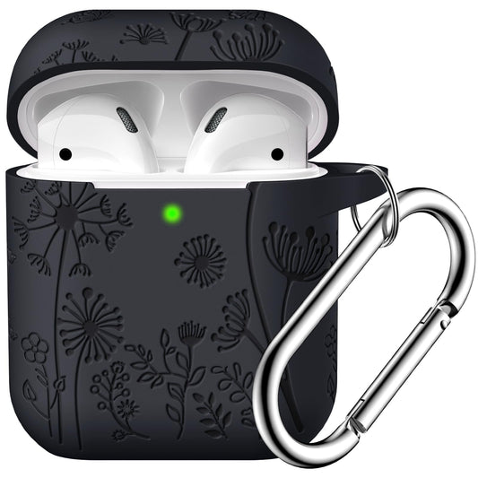 Lerobo Capa Gravada para AirPods 1/2 com Mosquetão (Preto)