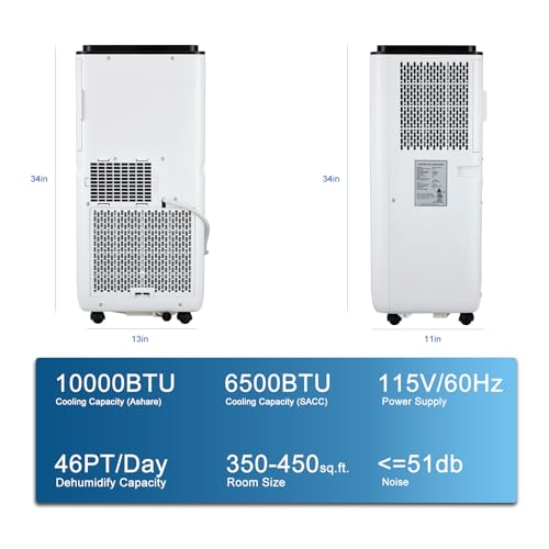 Takywep Ar Condicionado Portátil 10000 BTU com Kit de Janela e Controle Remoto, 115V