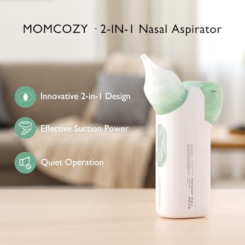 Momcozy Aspirador Nasal Elétrico 2-em-1 com Spray para Bebê Branco