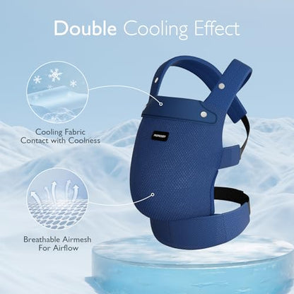 Momcozy Canguru Ergonom. Air Mesh Azul, Suporte Lombar P/ 3-24 Meses