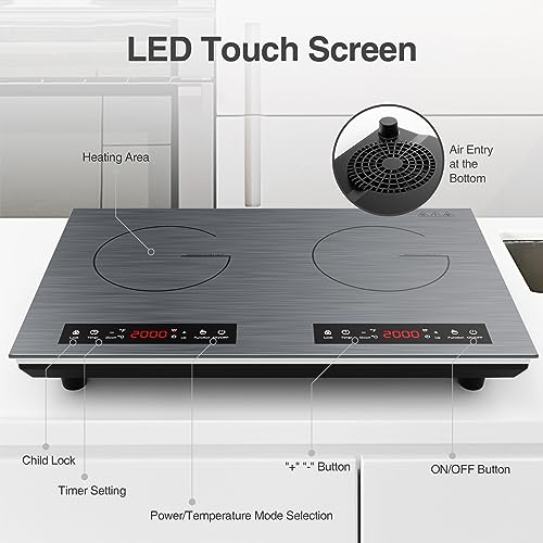 VBGK Cooktop de Indução Duplo 24" 4000W com Timer e Bloqueio Infantil