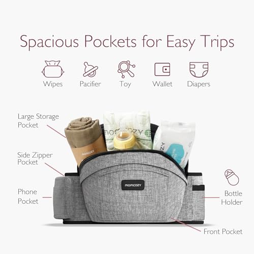 Momcozy Assento de Quadril para Bebês com Bolso e Suporte Abdominal Cinza G