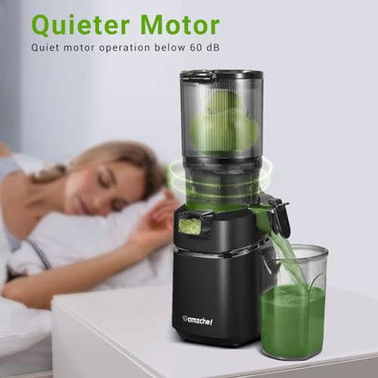 AMZCHEF Juicer Automático 5.3'' com Pressão Fria e Motor de 250W (Preto)