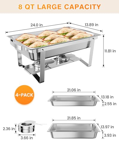 Takywep Conjunto de Rechaud 8QT Aço Inox para Buffet e Eventos