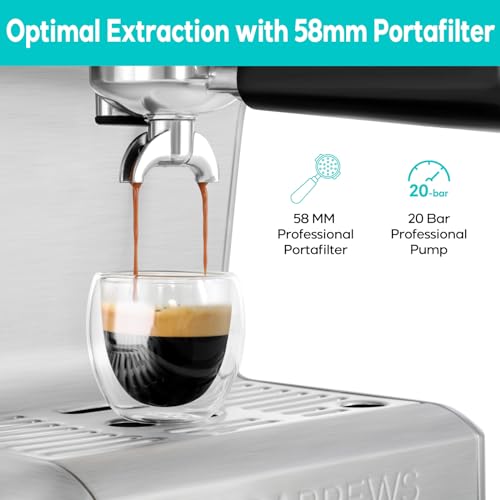 CASABREWS Máquina de Espresso 20 Bar com Display LCD e Vaporizador