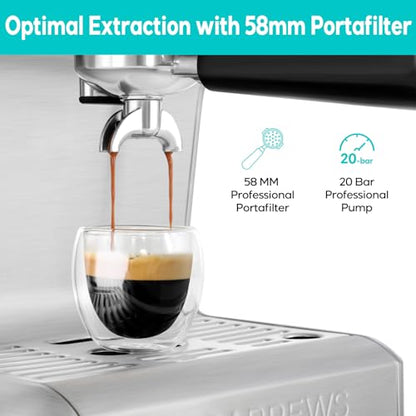 CASABREWS Máquina de Espresso 20 Bar com Display LCD e Vaporizador